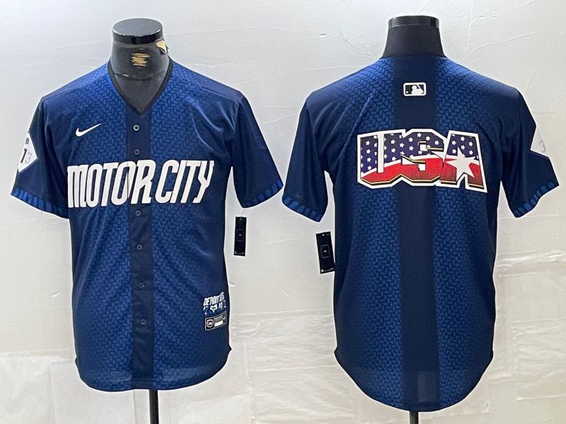 Men Detroit Tigers Blank Blue City Edition Nike 2024 MLB Jersey style 3->detroit tigers->MLB Jersey